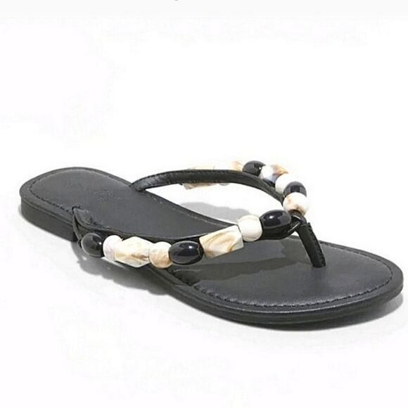 New Cindy Beaded Flip Flop Sandals Universal Thread Black thong beads  NWT 7 - Picture 1 of 5